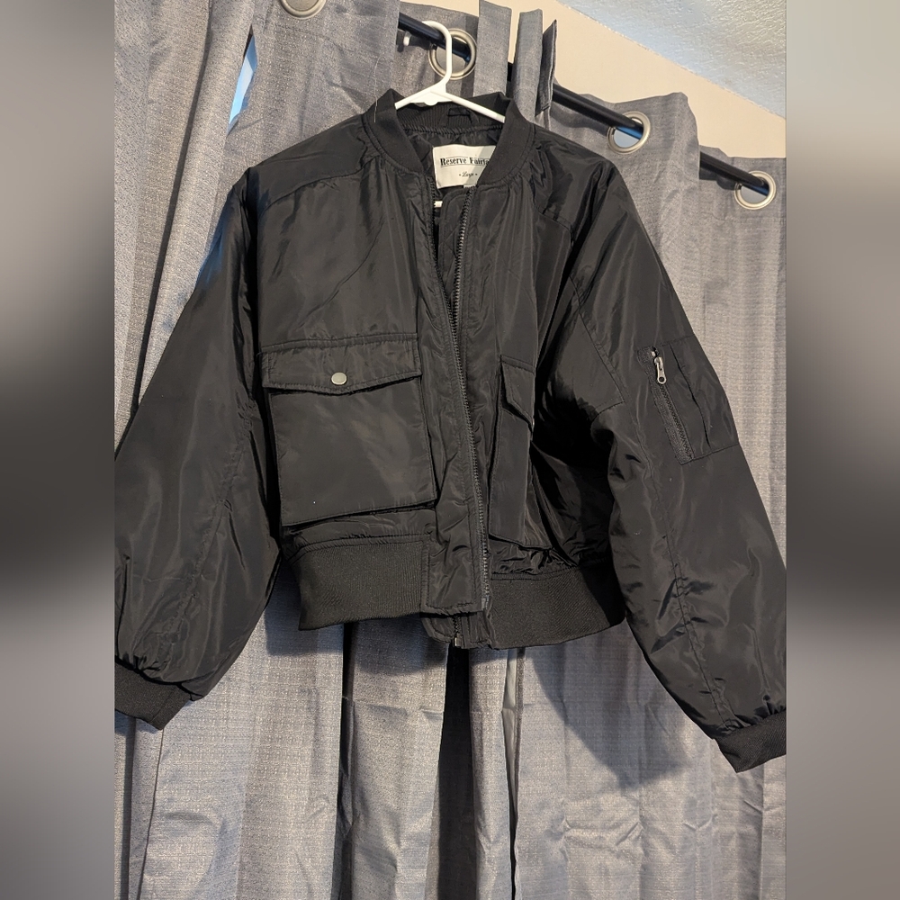 Reserve Fairfax Black Bomber Jacket with Multiple Pockets
